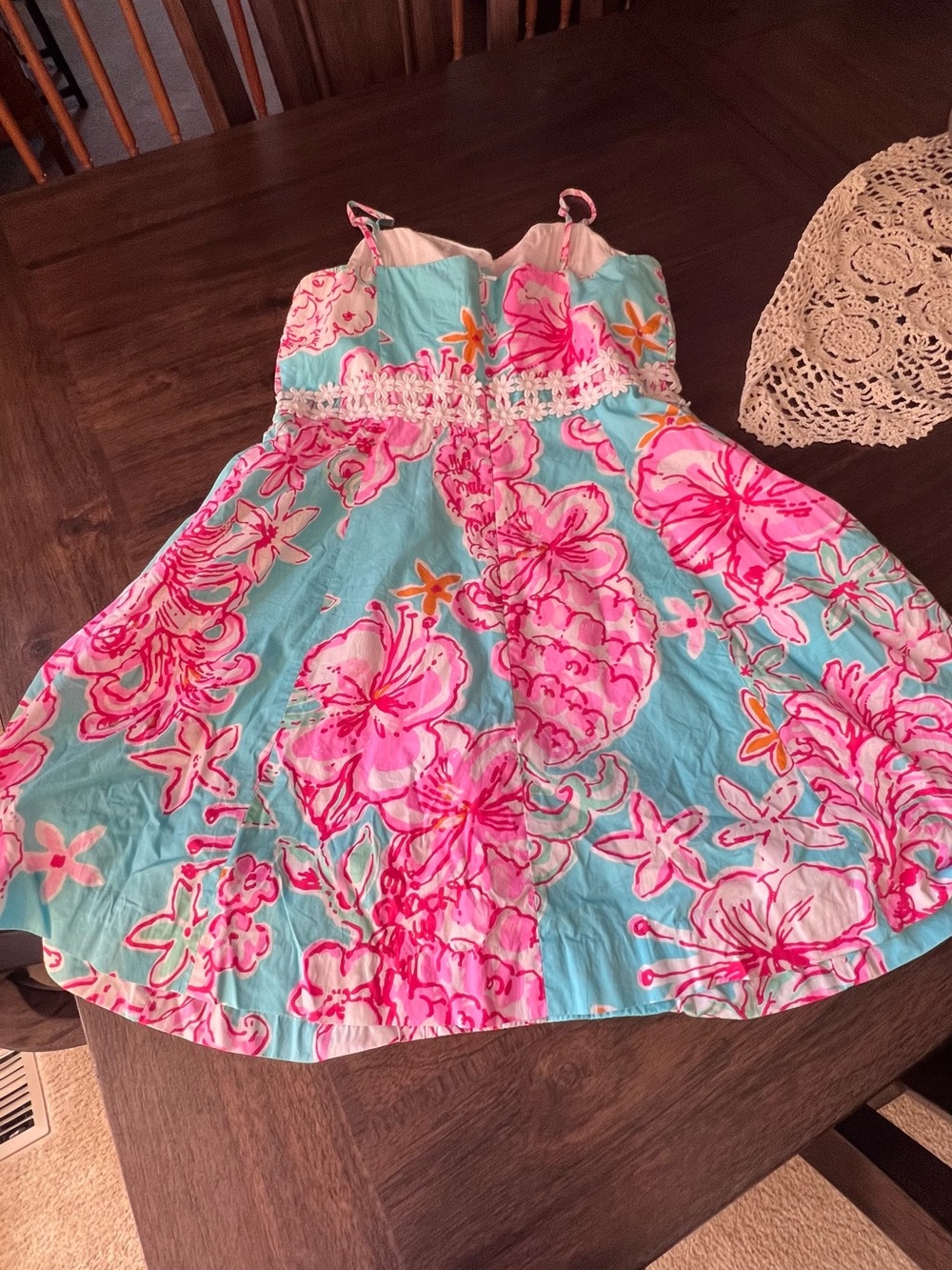 Lilly Pulitzer Floral Sundress Size 12 Pink Aqua Sleeveless Resort Dress EUC - Picture 2 of 3
